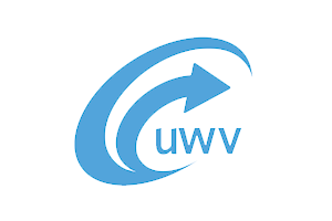 Blue logo with a stylized arrow encircling the lowercase letters uwv. The arrow curves from left to right, suggesting movement or progress. The design is simple and modern against a transparent background.