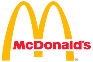 Het logo van McDonalds toont de iconische gele Golden Arches in een M-vorm boven het woord McDonalds in felrode tekst. Dit ontwerp wordt direct herkend en is officieel goedgekeurd door bedrijven over de hele wereld.